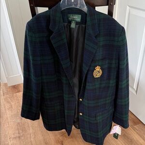 Lauren Ralph Lauren Men's Blazer in Navy and Green Check